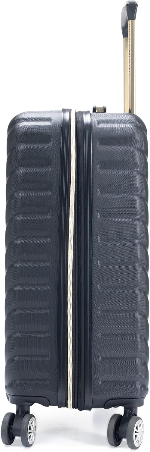 Kenneth Cole REACTION Madison Square Lightweight Hardside Chevron Expandable Spinner Luggage, Black, 20-Inch Carry On