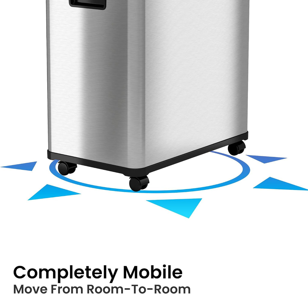 iTouchless 16 Gallon Touchless Sensor Kitchen Trash Can and Recycle Bin with Wheels, 61 Liter Stainless Steel Dual-Compartment (2 x 8 Gallon) Combo Recycling and Garbage Trashcan