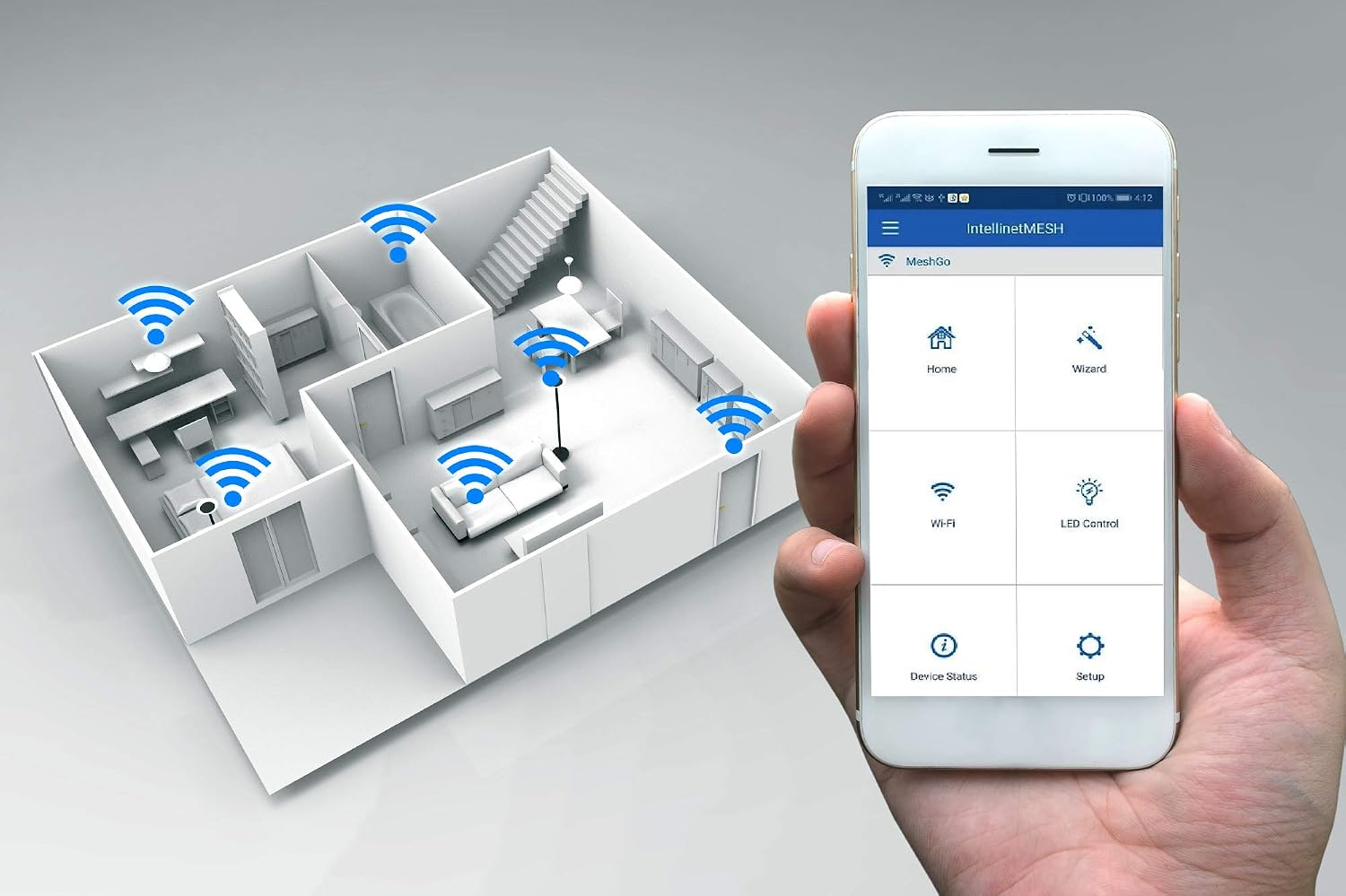 Intellinet Network Solutions Mesh Wireless Internet Kit - Includes 1 Router & 2 Extenders - Covers up to 4,500 Sq.Ft. with 2.4 & 5GHz Bands, Optional Guest Network with Touch & Connect Internet Access