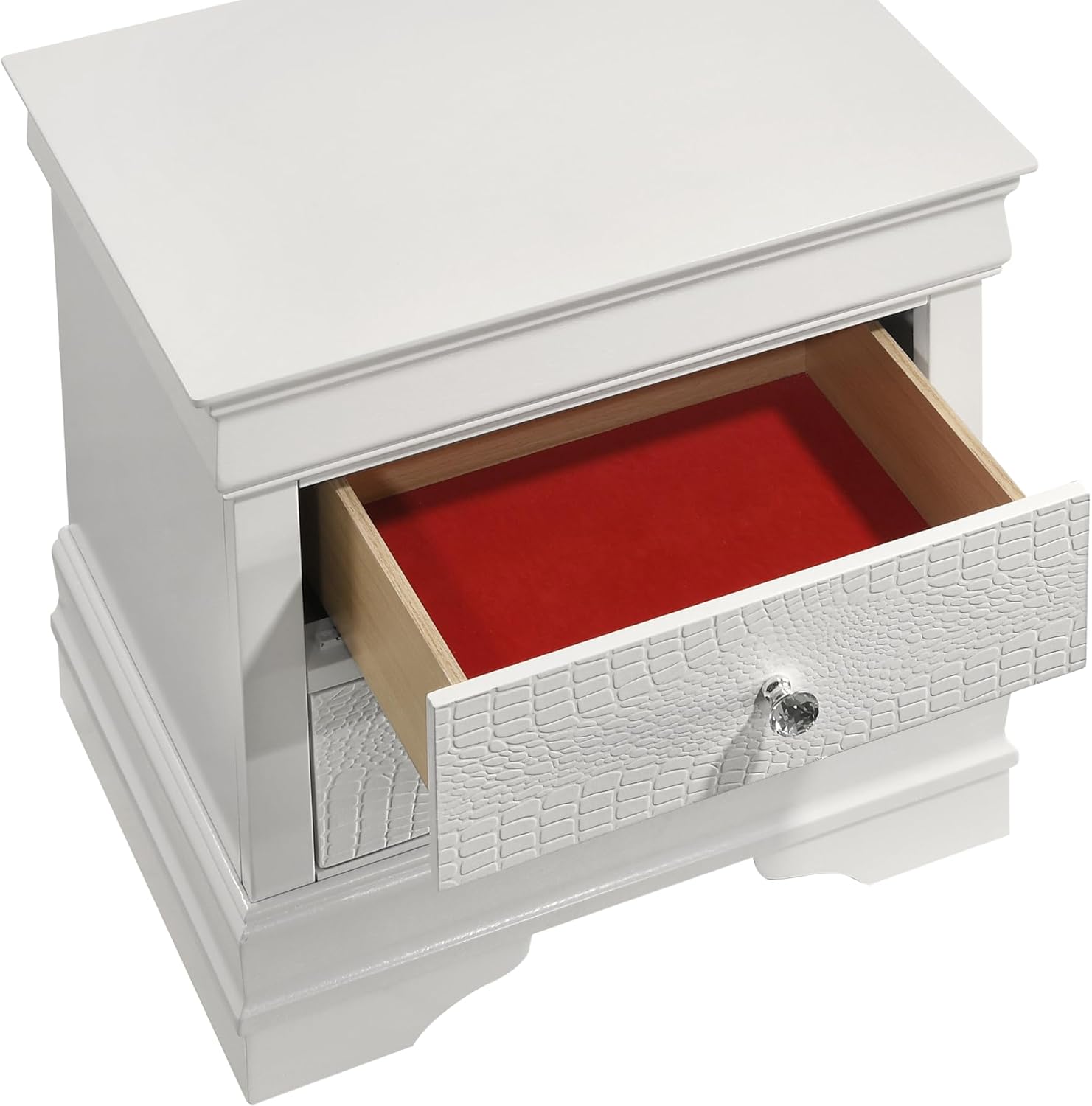 Upholstered Modern Style 5 Pc Full Bedroom Set with LED Headboard Made with Wood in White