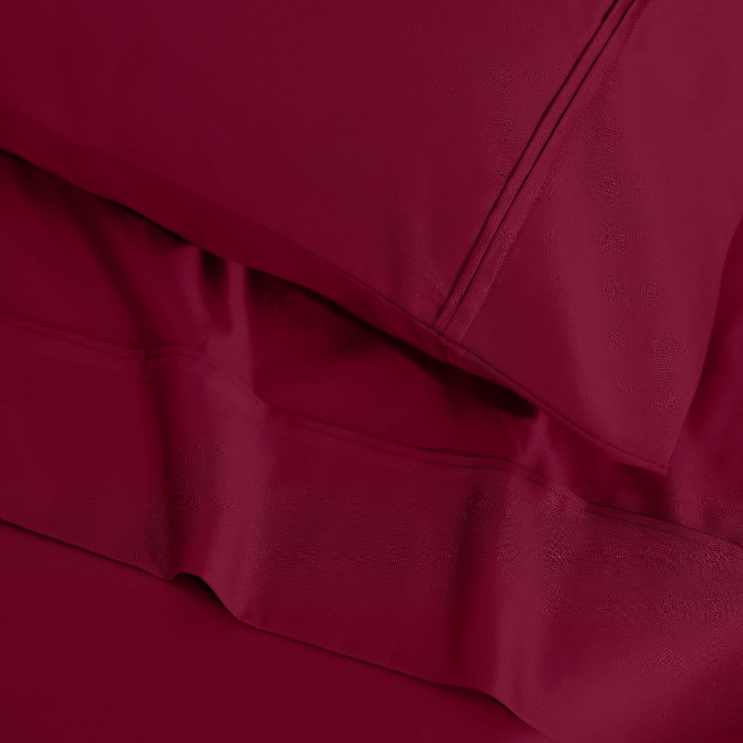 Superior 1200 Thread Count Egyptian Cotton Sheet Set, Bedroom Sheets, Modern Home Essentials, Luxury Bedding, 1 Elastic Deep Pocket Fitted Bed Sheet, 1 Flat Sheet, 2 Pillowcases, Queen, Burgundy