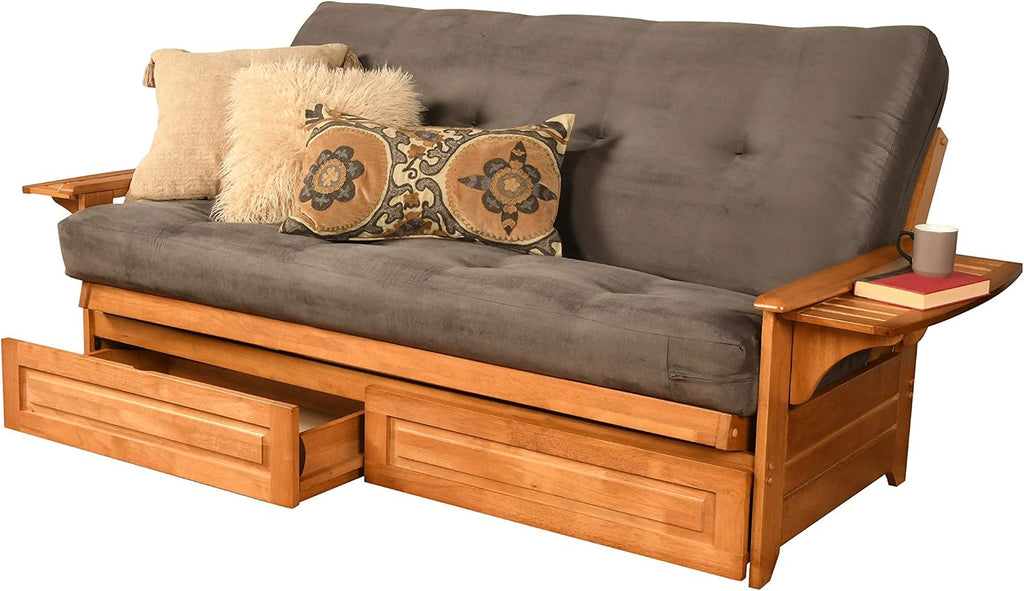 Kodiak Furniture Phoenix Futon With Storage Drawers, Suede Gray