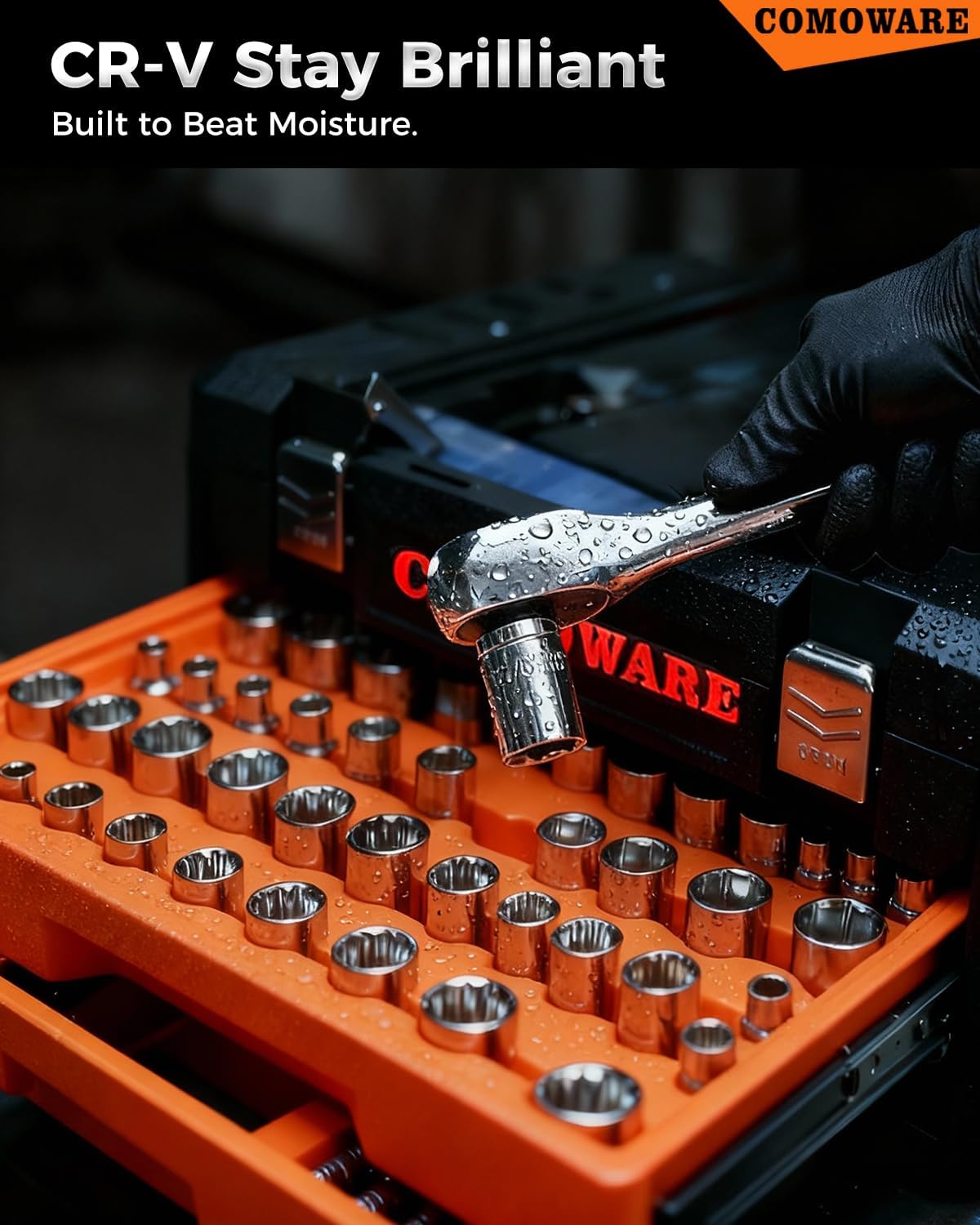 COMOWARE 320-Piece Master Mechanic Tool Set with Case, Father day Gift, 1/4' 3/8' 1/2' Drive SAE & Metric Socket Wrench Set, Includes 72T Ratchet Set, CR-V Steel, Hex Keys & Specialty Bits