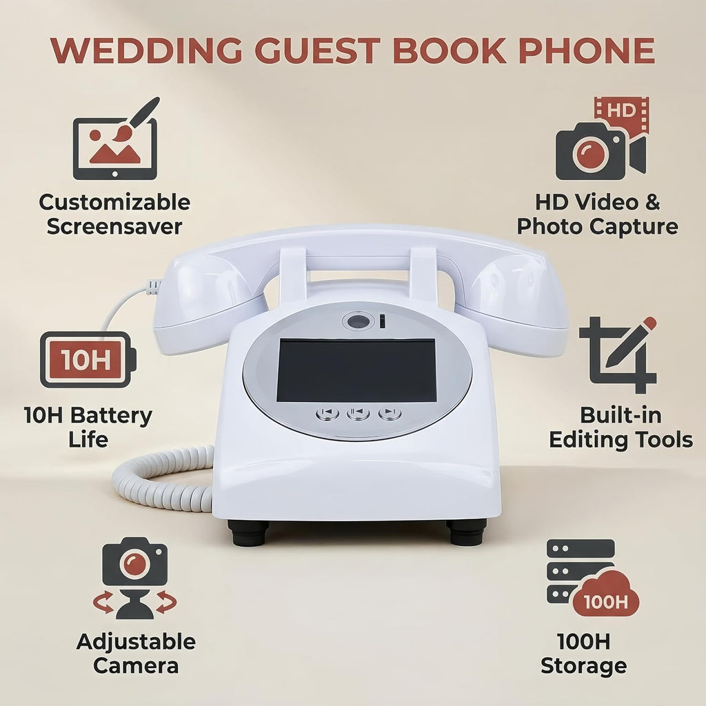 RetroVox Video & Audio Guest Book Wedding Phone Guestbook Creative Easy to Use & Fun Engagements Anniversaries Baby Showers Graduation (C Blue)