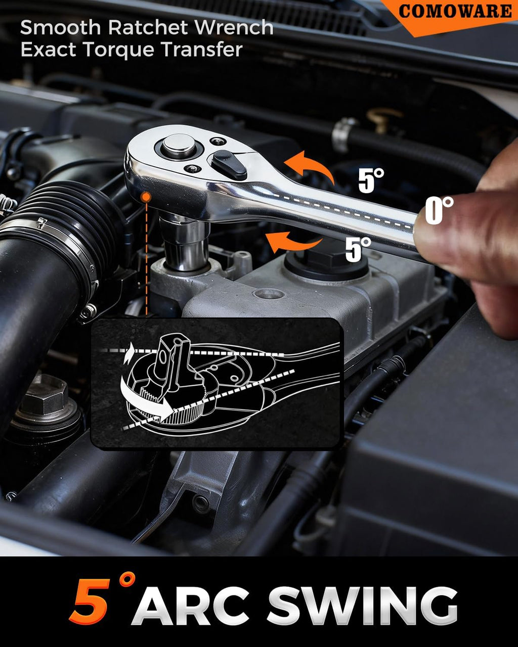 COMOWARE 320-Piece Master Mechanic Tool Set with Case, Father day Gift, 1/4' 3/8' 1/2' Drive SAE & Metric Socket Wrench Set, Includes 72T Ratchet Set, CR-V Steel, Hex Keys & Specialty Bits