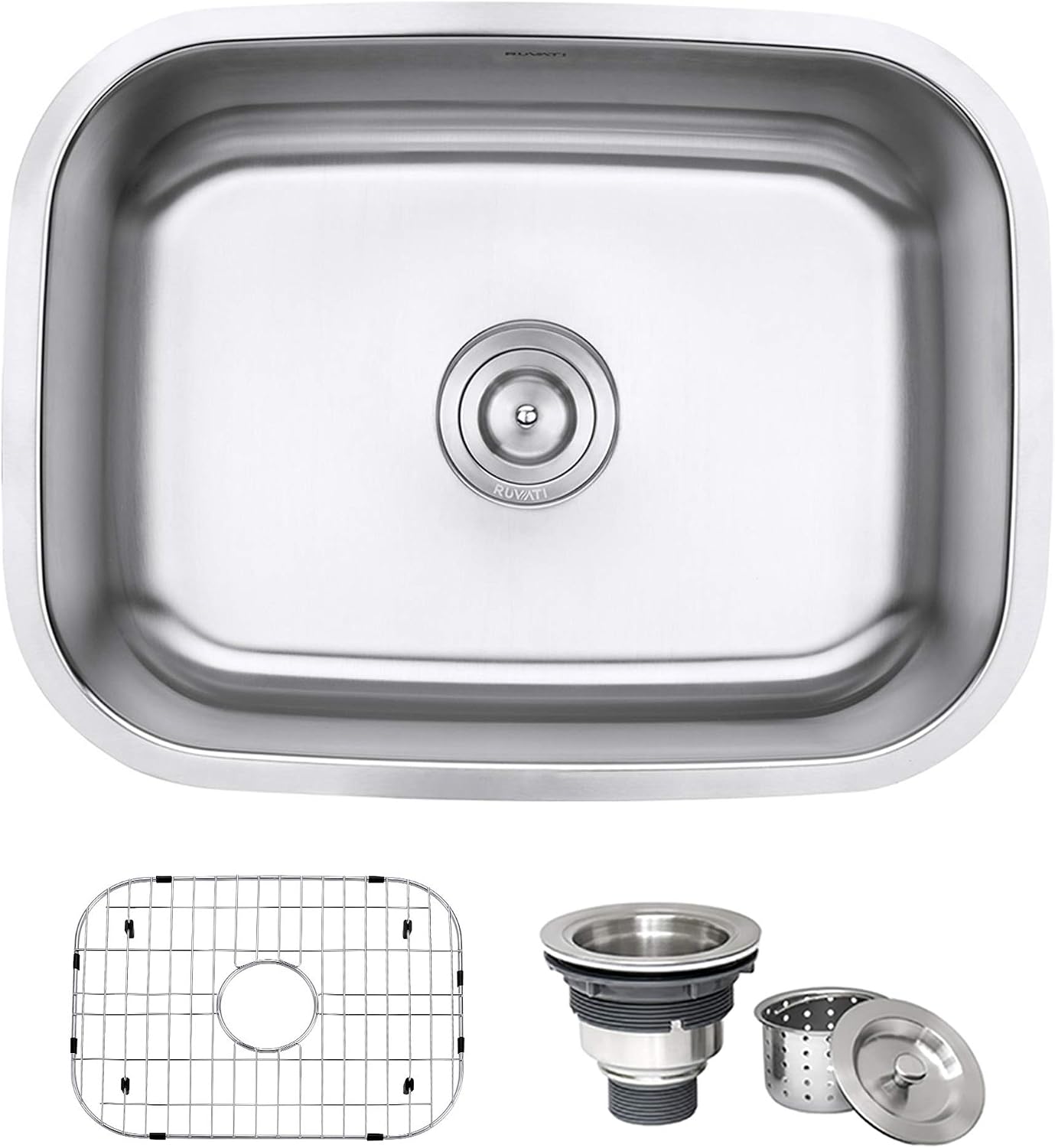 Ruvati 24' Inch RVM4132 Undermount Kitchen Sink - 16 Gauge Stainless Steel Kitchen Sink Single Bowl with Brushed Finish hides scratches, Easy-to-Clean Undermount Sinks