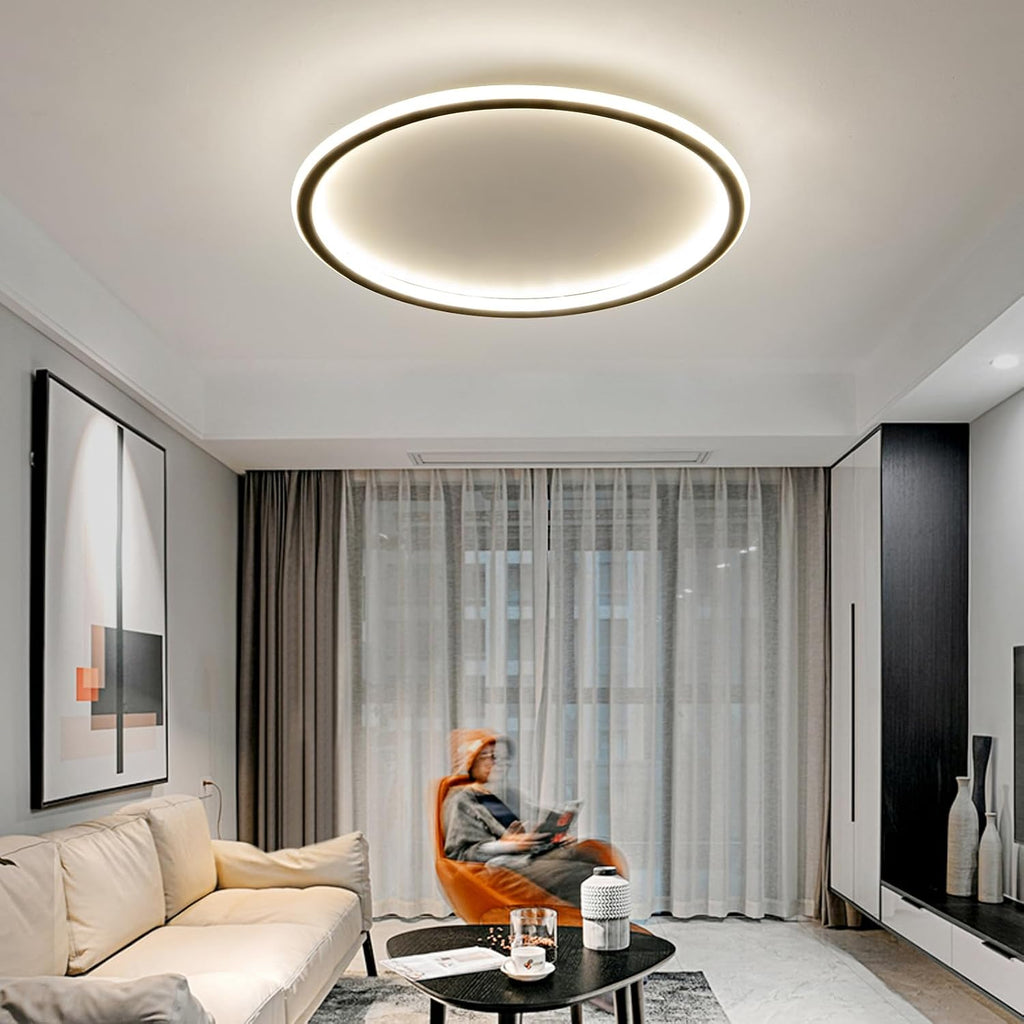 23.6 Inch Flush Mount Ceiling Light, 40-60W Round LED Ceiling Light Fixtures, Thin Modern Ceiling Lamp, Close to Ceiling Lights for Bedroom, Kitchen, Living Room, 3 Color Temperature Selectable