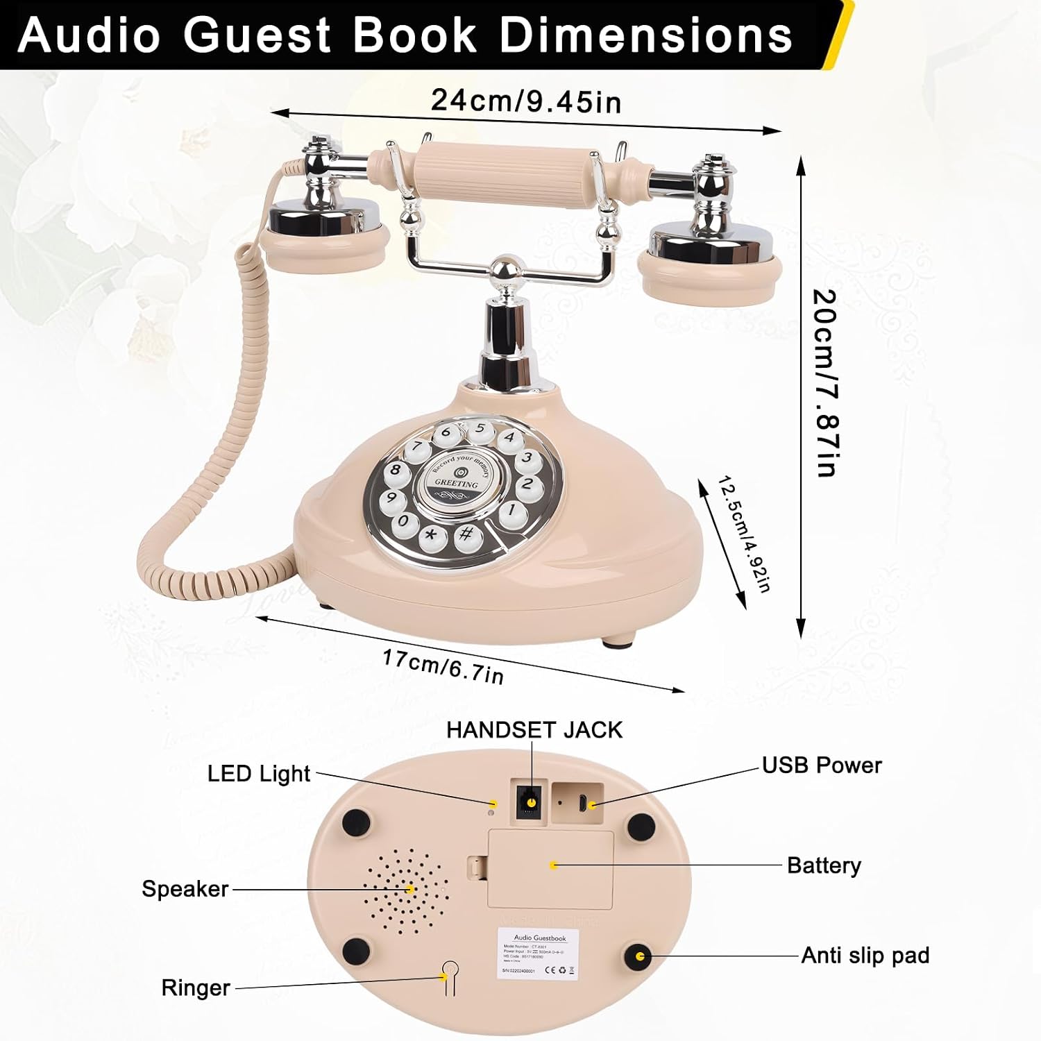 Audio Guest Book Wedding Phone- Record Customized Audio Messages with GuestBook – A Personal and Convenient Way to Preserve Your Special Occasions (Beige Phone)