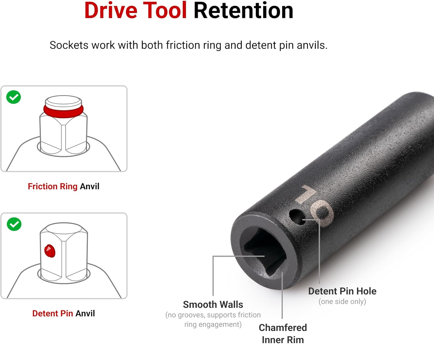 TEKTON 1/2 Inch Drive Shallow 6-Point Impact Socket Set, 8-Piece (1-9/16-2 in.) | SID92004
