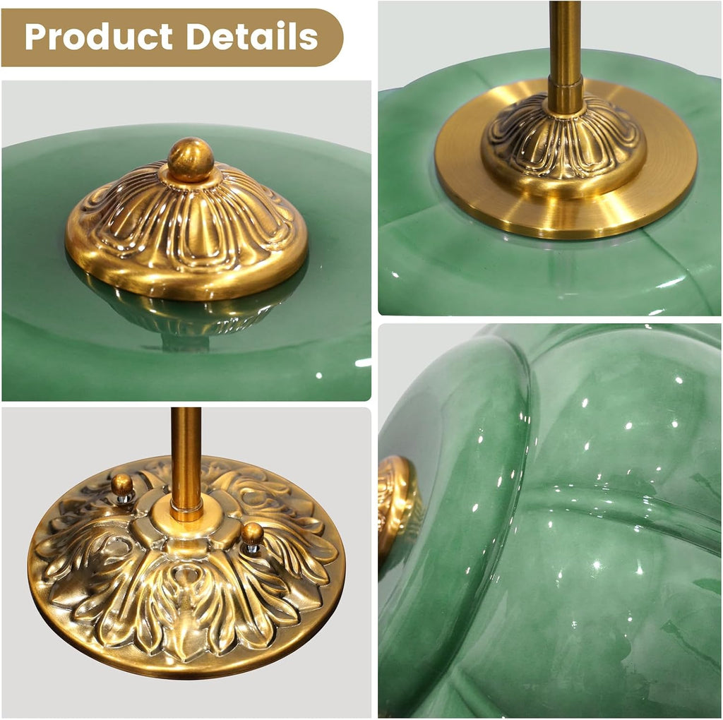 Milk Glass Ceiling Light Fixture - Antique Brass Semi Flush Mount Pendant Light for Kitchen, Hallway, and Bedroom (Green 15 inch)