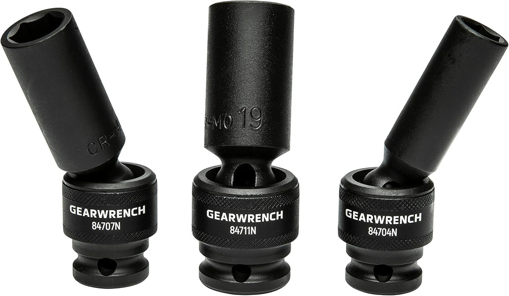 GEARWRENCH 10 Pc. 1/2' Drive 6 Pt. Deep Universal Impact Socket Set, Metric - 84945N (Pack of 4)