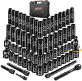 BOEN 1/2' Drive Impact Socket Set, 72 Piece Standard SAE (5/16'-1-1/4') & Metric (8-24 mm), Deep & Shallow Kit | Includes Ratchet Handle & Adapters | 3 ', 5', 10' Extension Bar