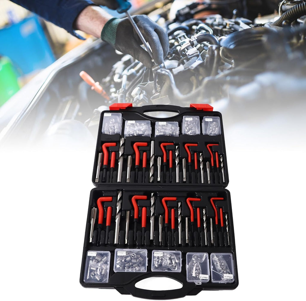 Thread Insert Tapping Tool, 261 Pcs Metal Frame Twist Drill Bit Screw Thread Repair Kit Labor Saving Uniform Force for Components
