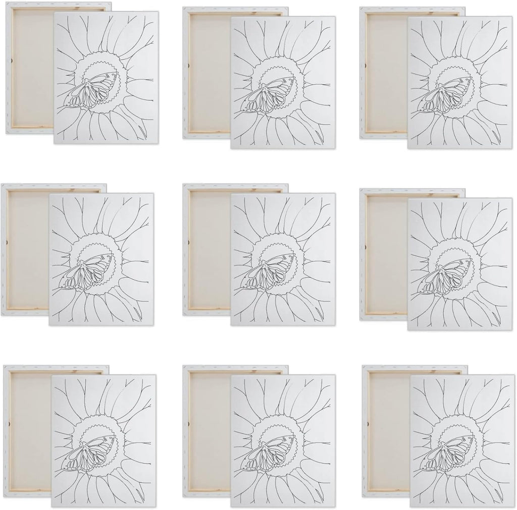 Essenburg 30 Pack Pre Drawn Canvas Paint Kit | Teen, Kids and Adult Sip and Paint Party Favor | DIY Date Night Couple Activity| Canvas Boards for painting| Birthday Sunflower (S 8X10 CANVAS ONLY)
