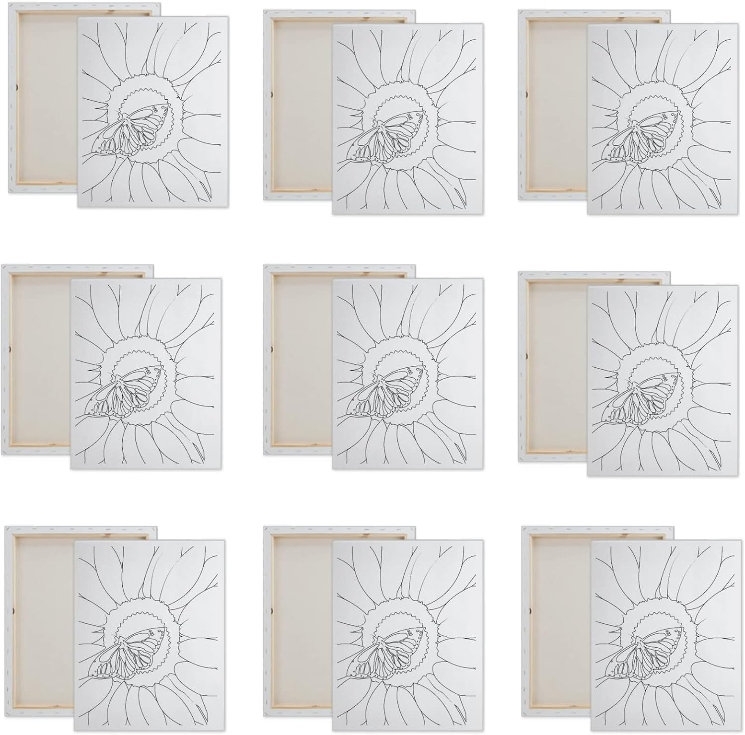 Essenburg 30 Pack Pre Drawn Canvas Paint Kit | Teen, Kids and Adult Sip and Paint Party Favor | DIY Date Night Couple Activity| Canvas Boards for painting| Birthday Sunflower (S 8X10 CANVAS ONLY)