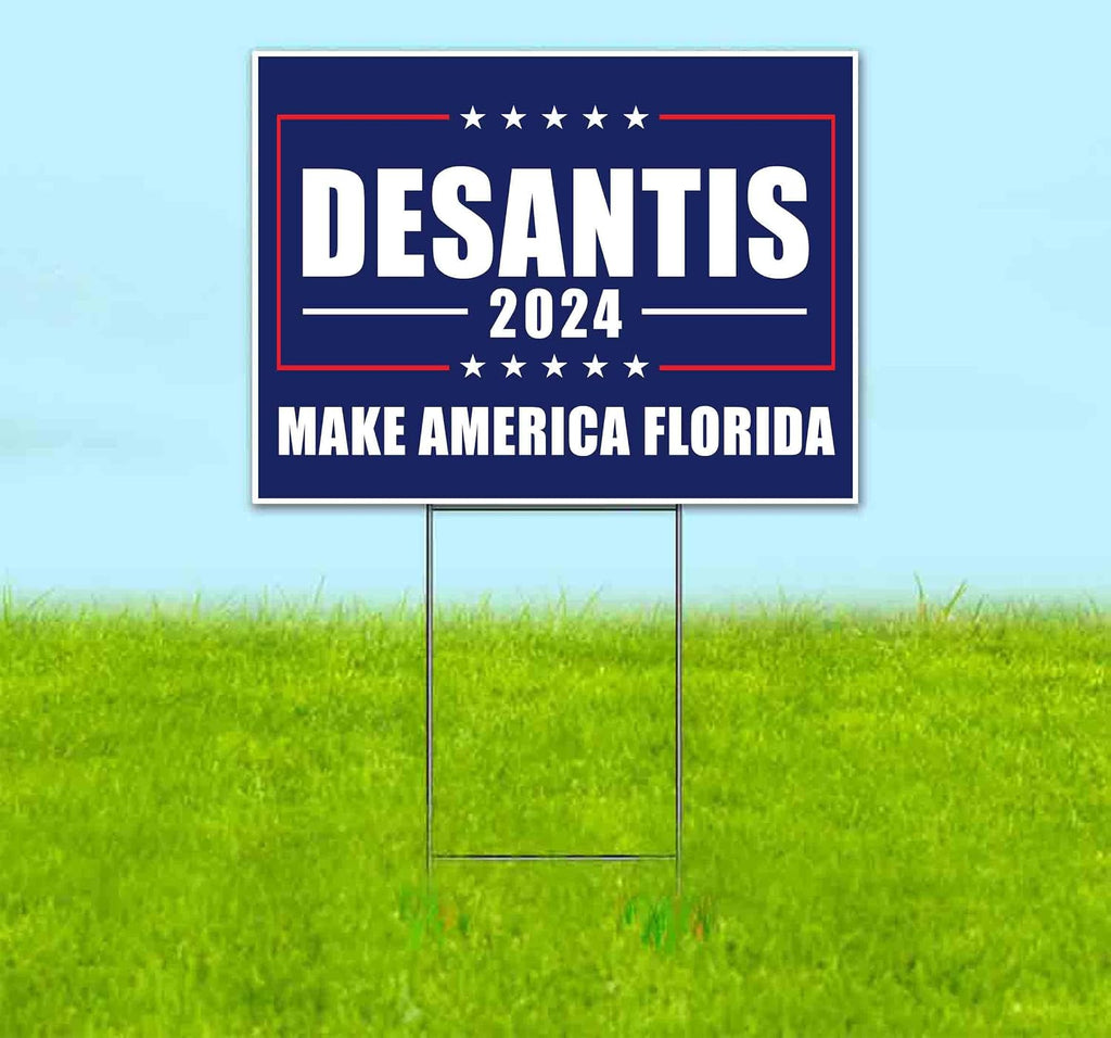 Desantis 2024 Make America Florida (18' x 24') Yard Sign, Quantity Discounts, Multi-Packs, Includes Metal Step Stake, Bandit, New, Advertising, USA | Florida, Election, Political, Republican