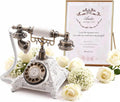 Audio Guest Book Wedding Phone - Unique Voicemail Recorder for Weddings, Parties, Graduations - European Vintage Style, Crystal-Clear Sound, White Rotary Design, Voice Message Guestbook