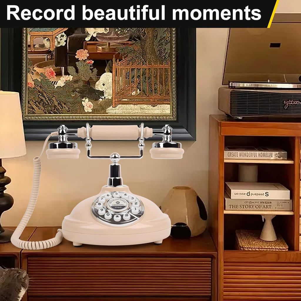 Audio Guest Book Wedding Phone- Record Customized Audio Messages with GuestBook – A Personal and Convenient Way to Preserve Your Special Occasions (Beige Phone)