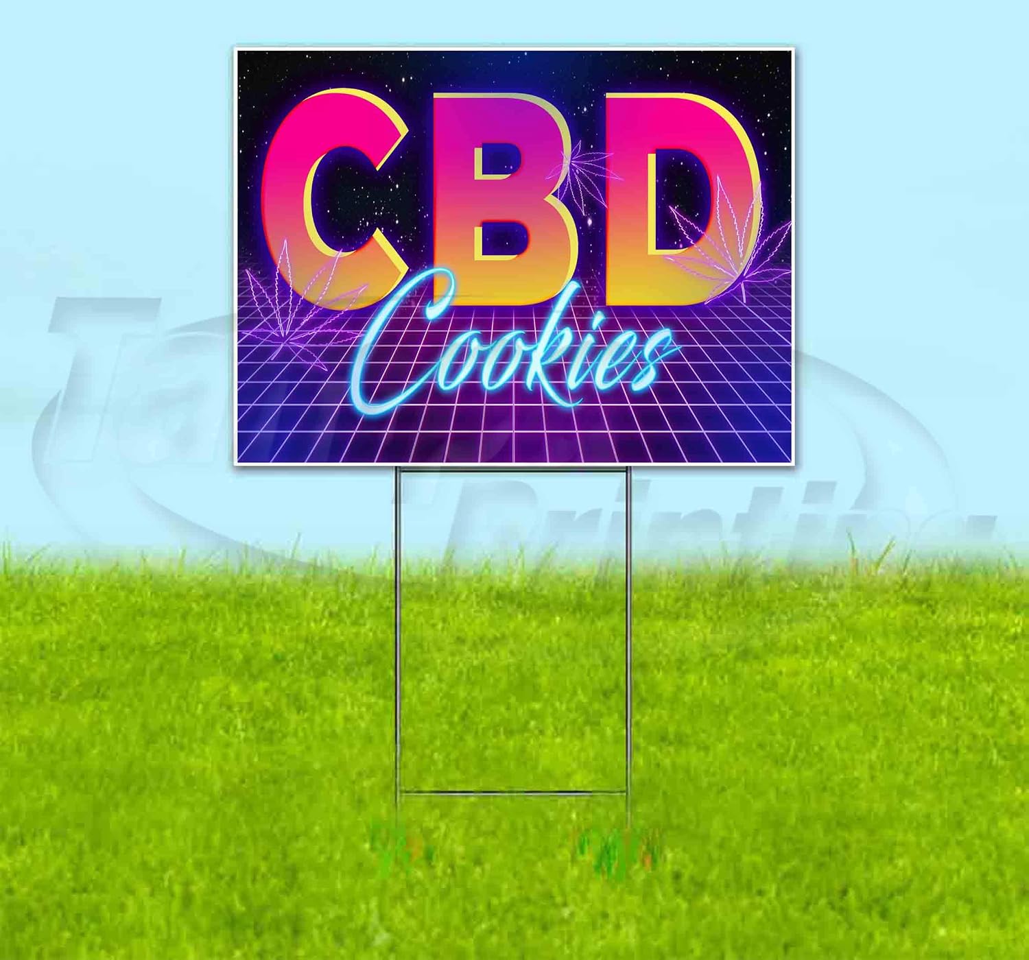CBD Cookies (18' x 24') Yard Sign, Quantity Discounts, Multi-Packs, Includes Metal Step Stake, Bandit, New, Advertising, USA