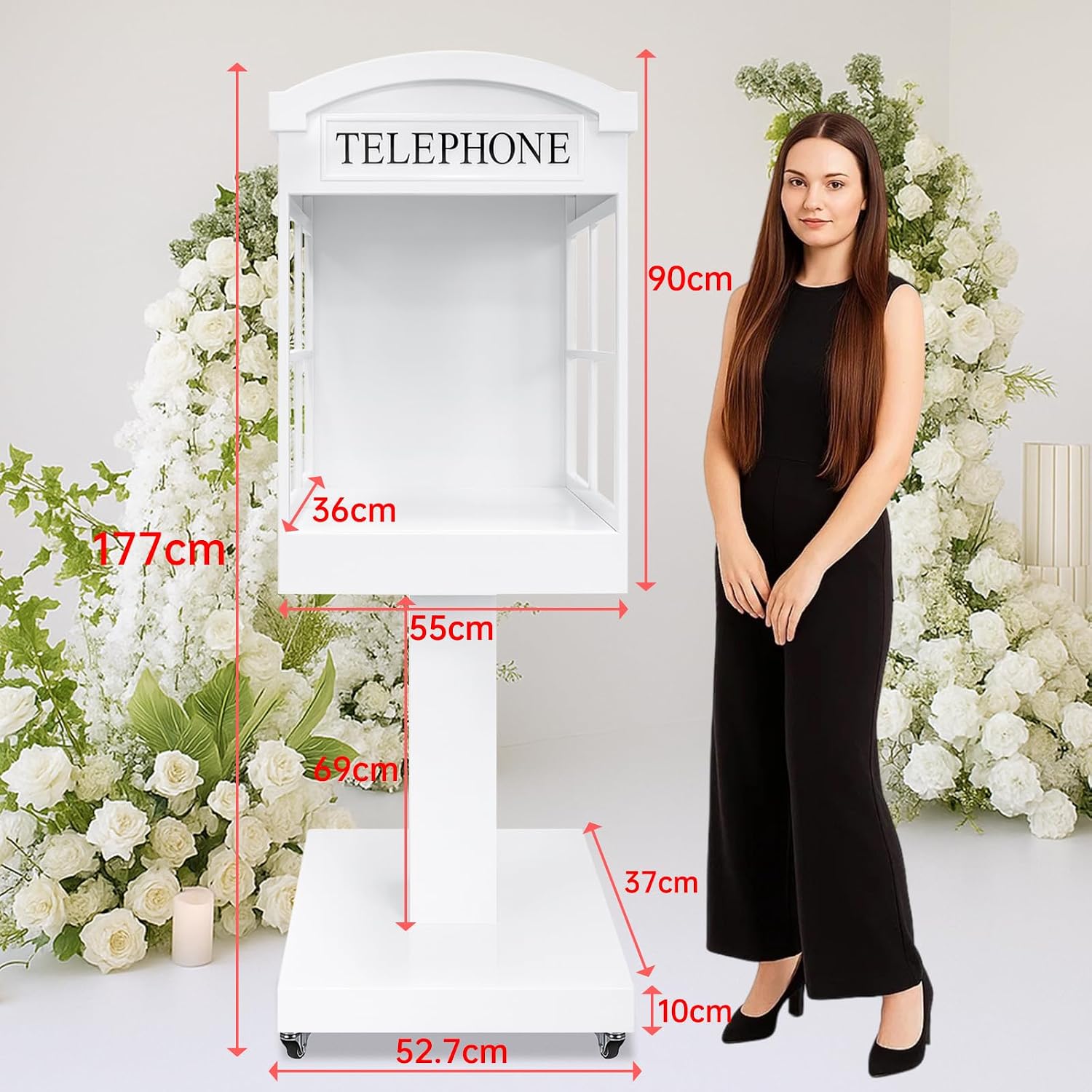 Audio Guest Book Stand Phone Booth for Wedding Party Leave a Message Video Phone Wedding Decoration Telephone Booth Box Audio Guestbook Stand White Recording Table