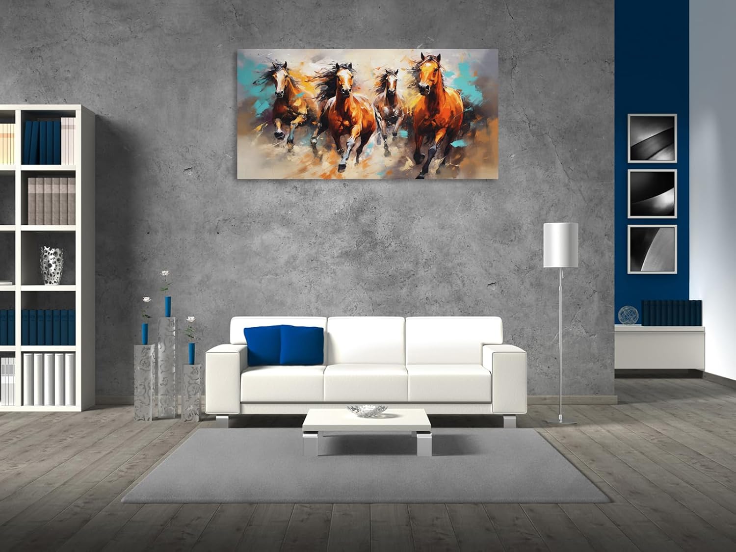 Wall Art Canvas Painting Running Horse 1 Piece Symbolizes Success and Power Abstract Artistic Background Picture Poster Print Framed and Stretched Ready to Hang for Living Room Bedroom