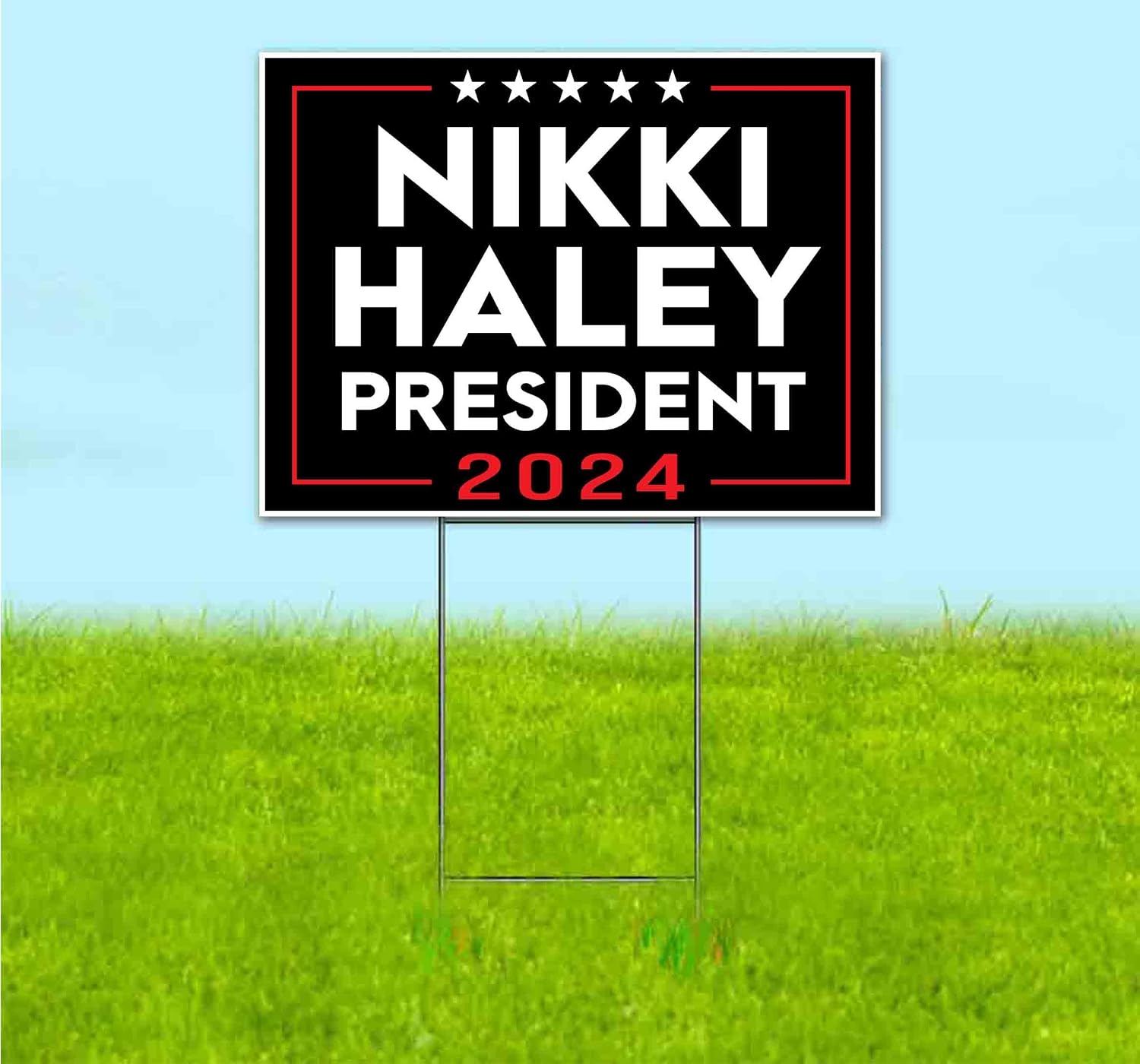 Nikki Haley 2024 (18' x 24') Yard Sign, Quantity Discounts, Multi-Packs, Includes Metal Step Stake, Bandit, New, Advertising, USA | Election, Political, Republican, President, Vote