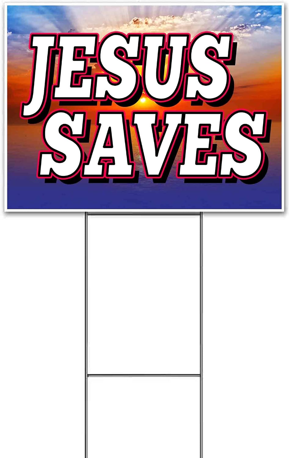 Jesus Saves (18' x 24') Yard Sign, Quantity Discounts, Multi-Packs, Includes Metal Step Stake, Bandit, New, Advertising, USA