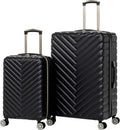 Kenneth Cole REACTION Madison Square Lightweight Hardside Chevron Expandable Spinner Luggage, Black, 2-Piece Set (20' & 28')