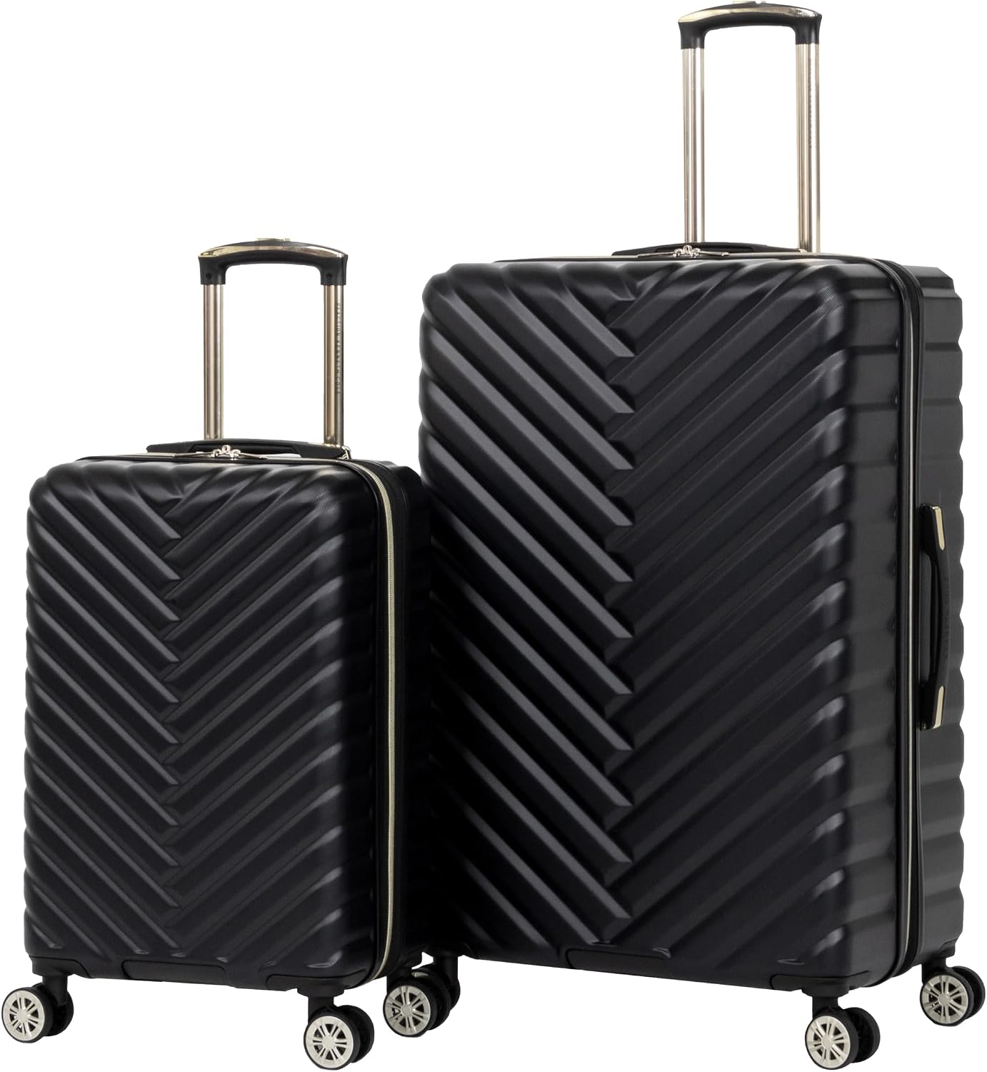 Kenneth Cole REACTION Madison Square Lightweight Hardside Chevron Expandable Spinner Luggage, Black, 2-Piece Set (20' & 28')