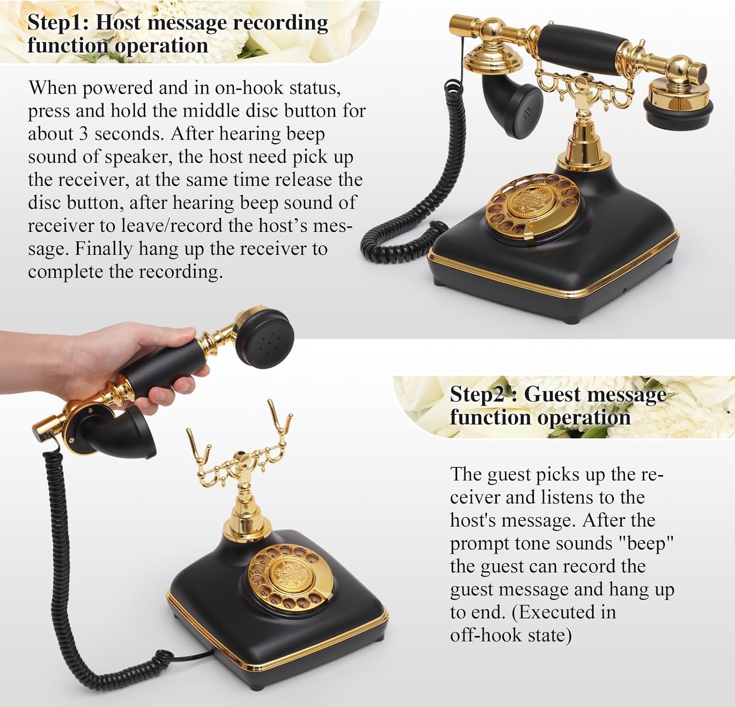 UKBW Audio Guest Book Wedding Phone, Audio Phone Guestbook, Record Audio Messages with Guestbook, Guestbook Alternative for Wedding, Birthday Party, Baby Shower, Anniversary, Engagement(Black)