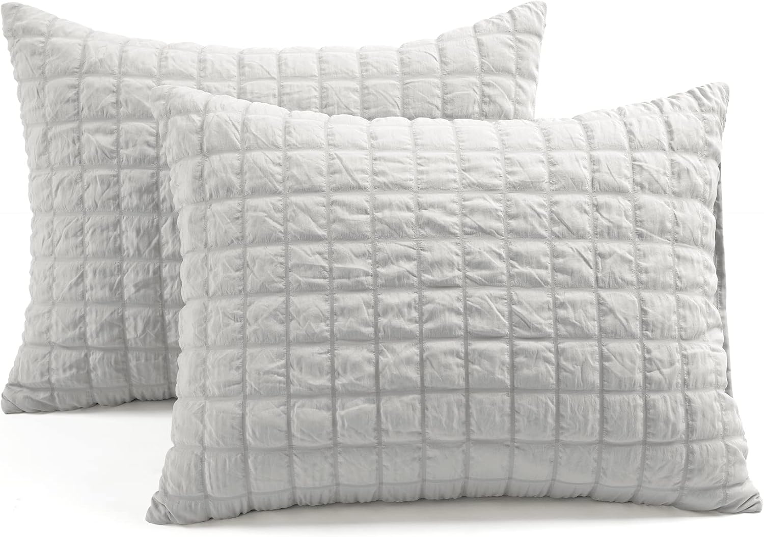 Lush Decor Crinkle Textured Dobby 3 Piece Comforter Set, King, Light Gray
