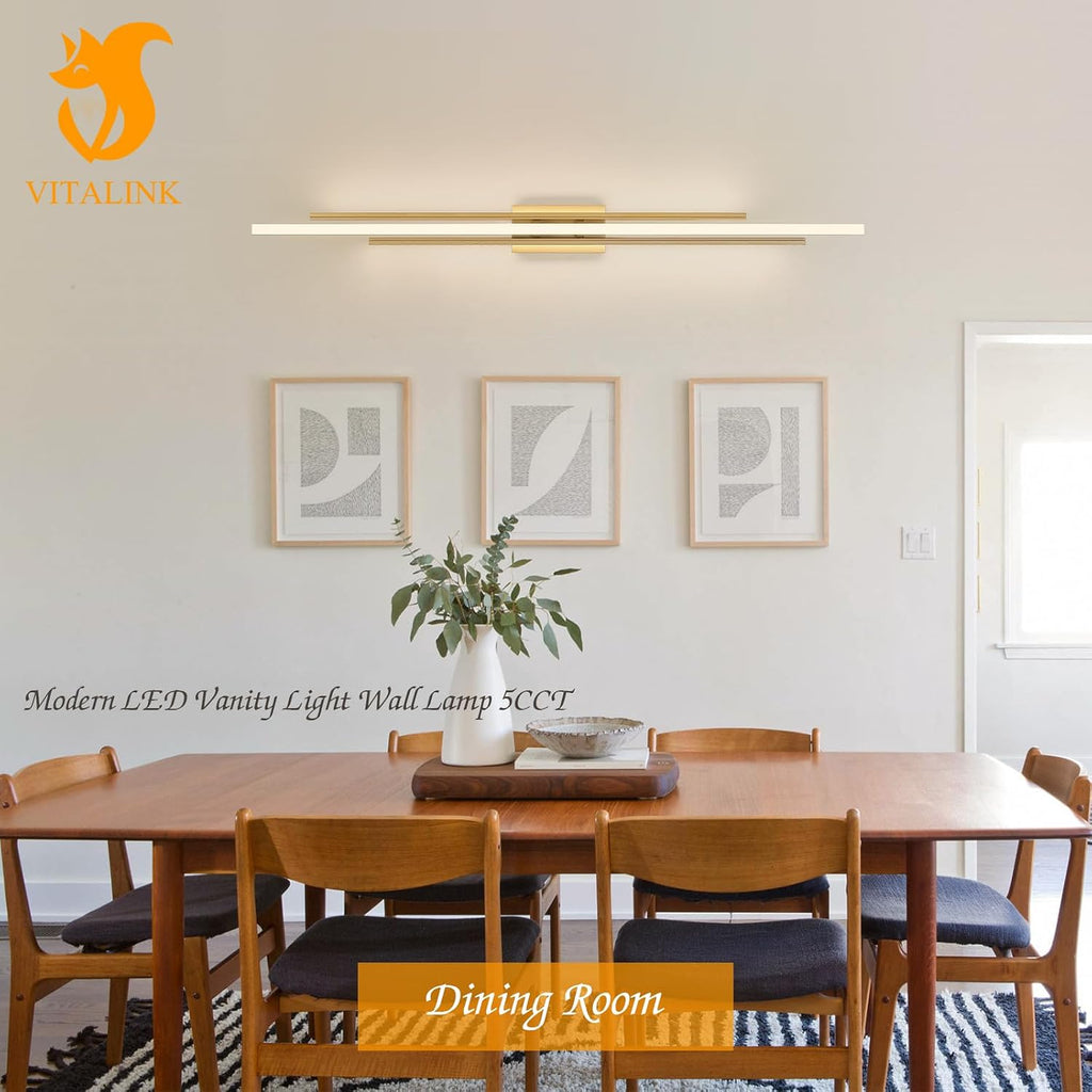 55' Long Vanity Light Gold Bathroom Wall Light Fixtures Long Vanity Lights Over Mirror Lighting Lamps Dimmable Bathroom Wall Mount Lighting Over Vanity Mirror