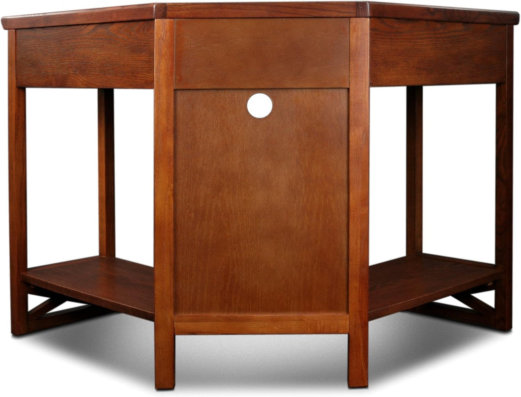 Leick Home 82431 Corner Computer Writing Desk with Drop Front Keyboard Drawer, Oak