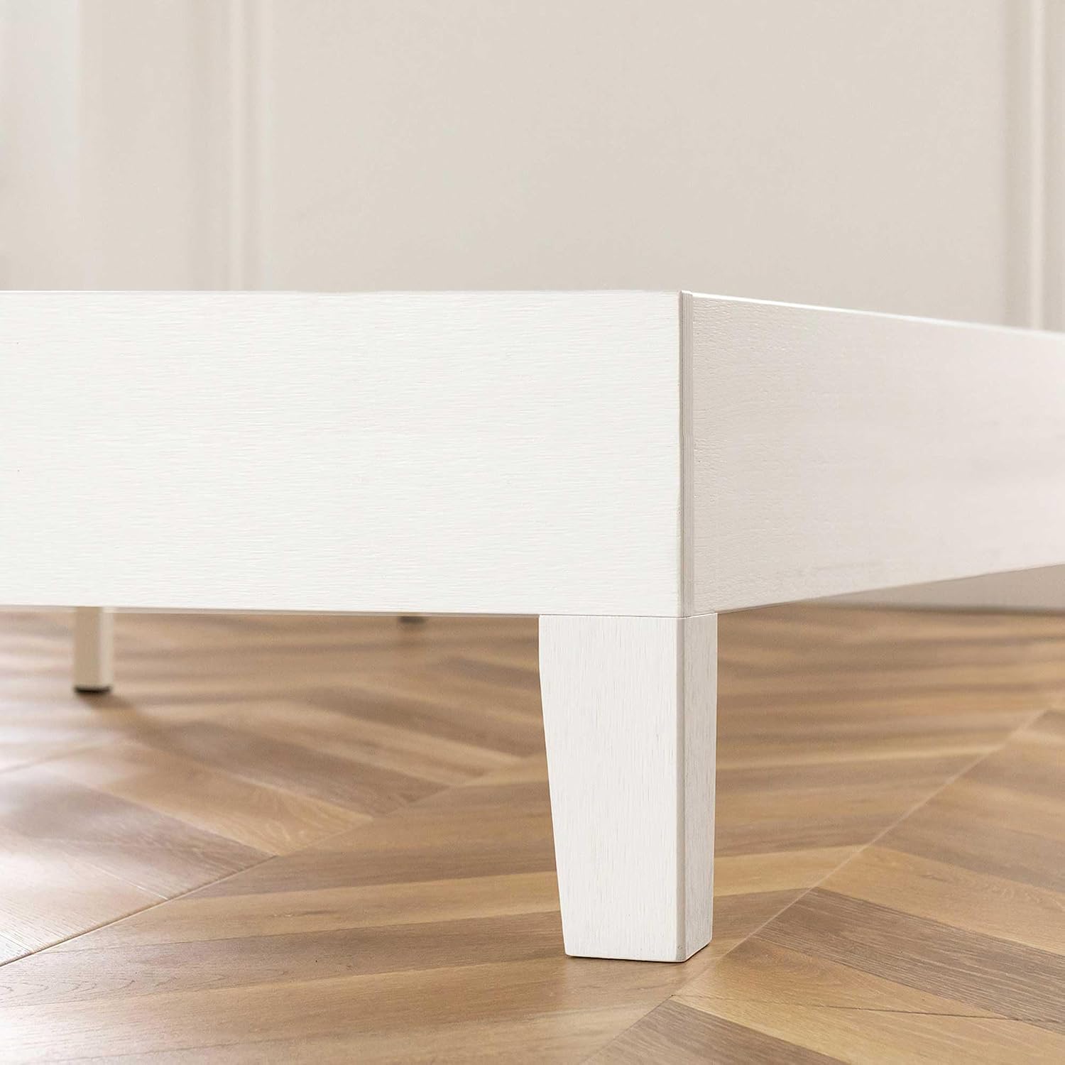 Mellow Naturalista Grand 12 Inch Solid Wood Platform Bed with Wooden Slats, Easy Assembly, Twin, White