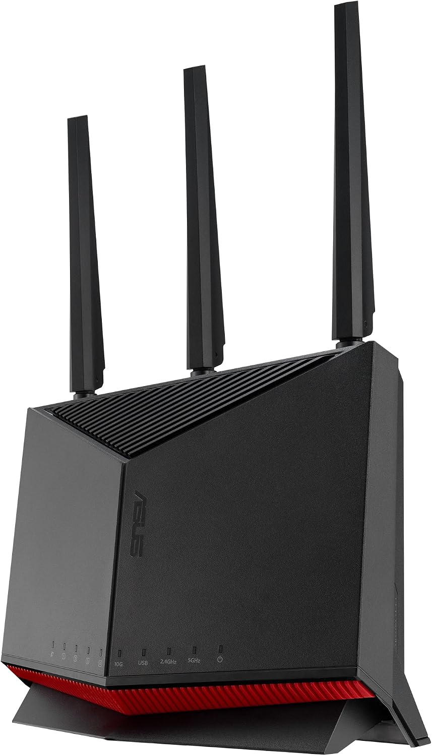 ASUS RT-BE86U BE6800 Dual-Band WiFi 7 Router, Supports 4096-QAM, MLO, AI WAN Detection, AiMesh, Subscription-Free Network Security, and Comprehensive VPN Features, Guest Network Pro, Gaming (Renewed)