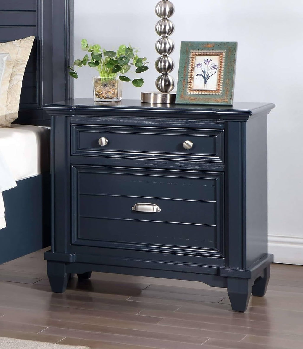 MASARA 4-Piece Queen Bedroom Set in Slate Blue, Panel Storage Bed