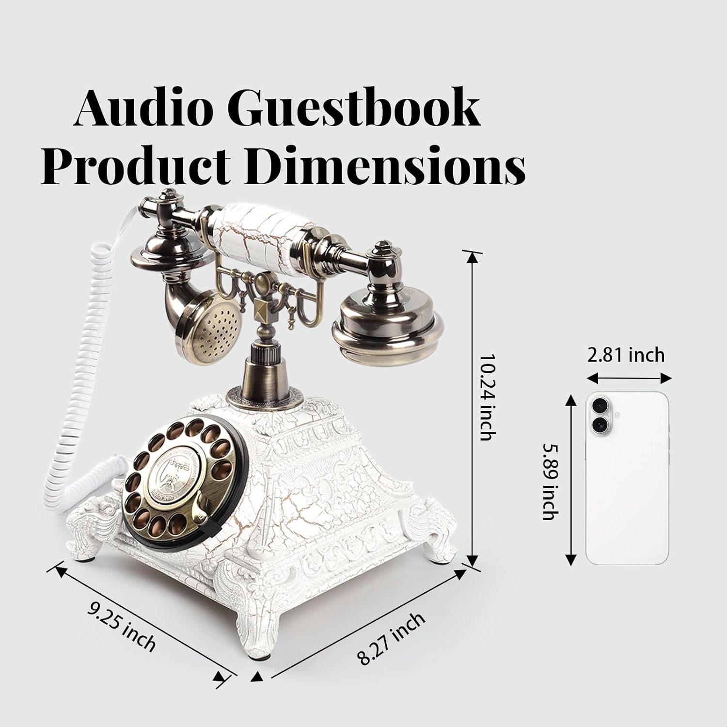 Audio Guest Book Wedding Phone, FESTRING Audio Guestbook, Recording Wedding Phone Guest Book, Retro Design Perfect for Weddings/Anniversaries/Parties/Birthday/Graduation/Baby Shower/Retirement, White