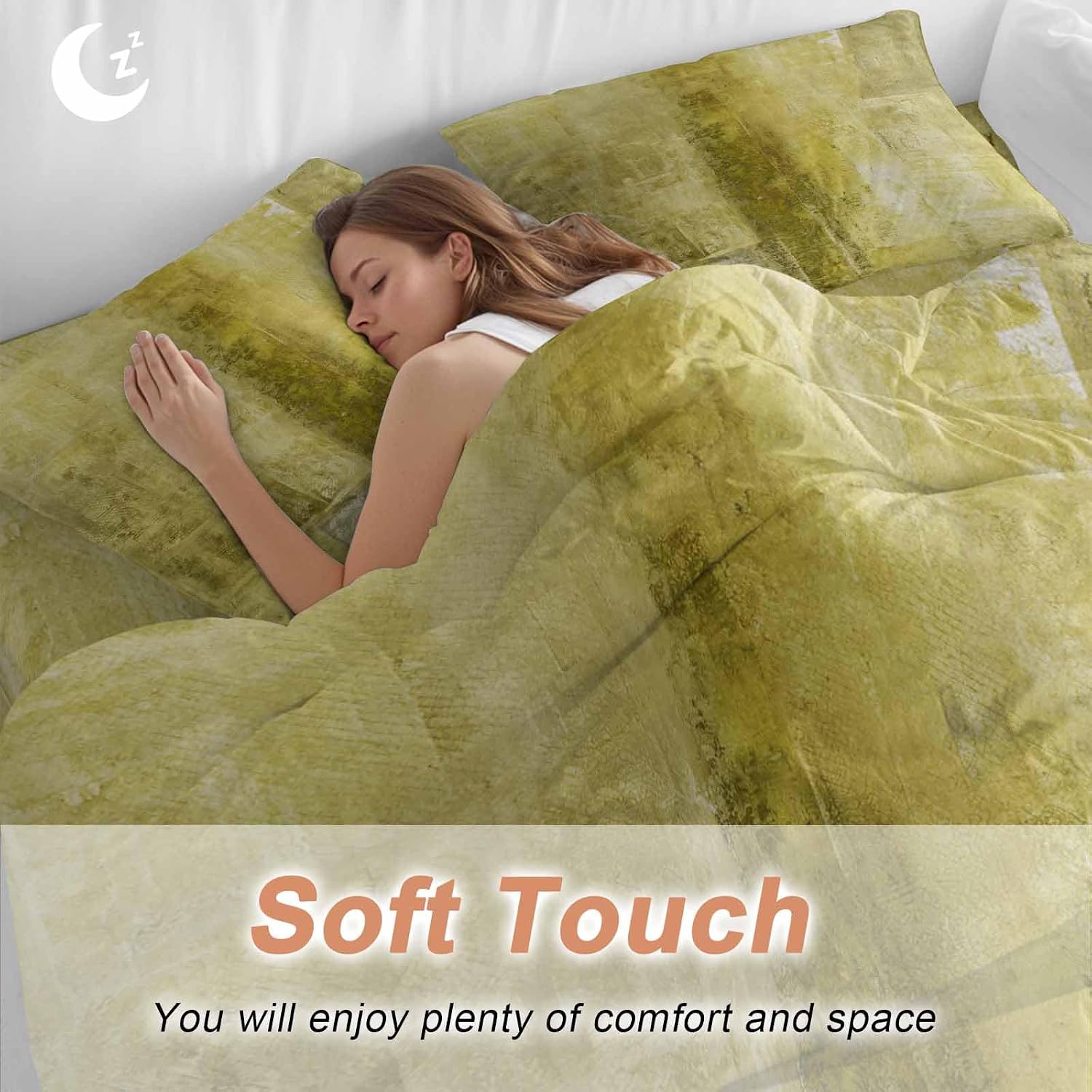 Prime Leader Yellow Gradient Duvet Cover Set Queen Size 4 Pieces Modern Abstract Oil Painting Minimalist Bedding Set with Zipper Closure, 1 Comforter Cover 90x92 Inches 1 Flat Sheet & 2 Pillow Cases