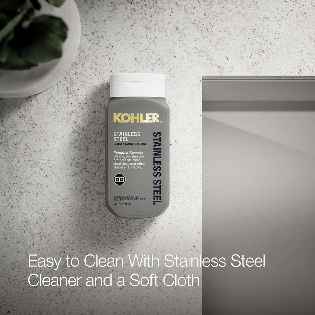 KOHLER 80084-2PC-NA Task™ 33' Top-/Undermount Single-Bowl Workstation Sink, Includes Kitchen Sink Accessories, Stainless Steel, 2 Faucet Holes
