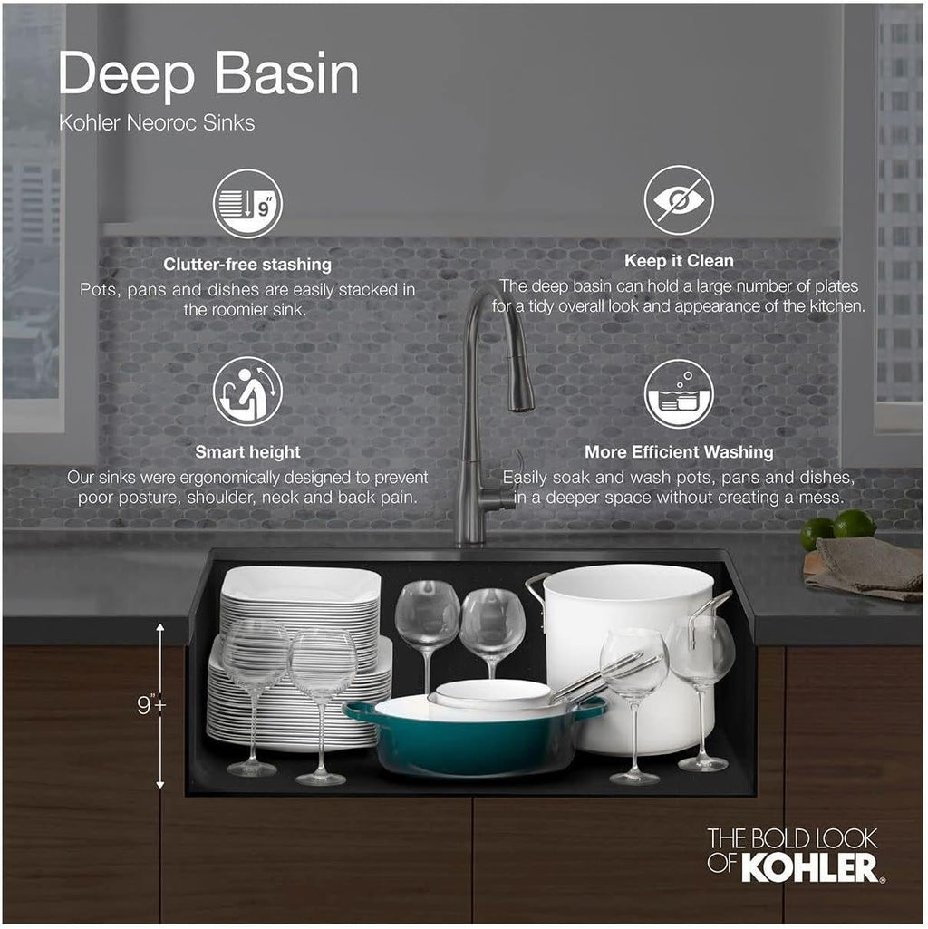 Kohler 28000-CM7 Cairn® 27-1/2' undermount single-bowl kitchen sink, Matte Graphite