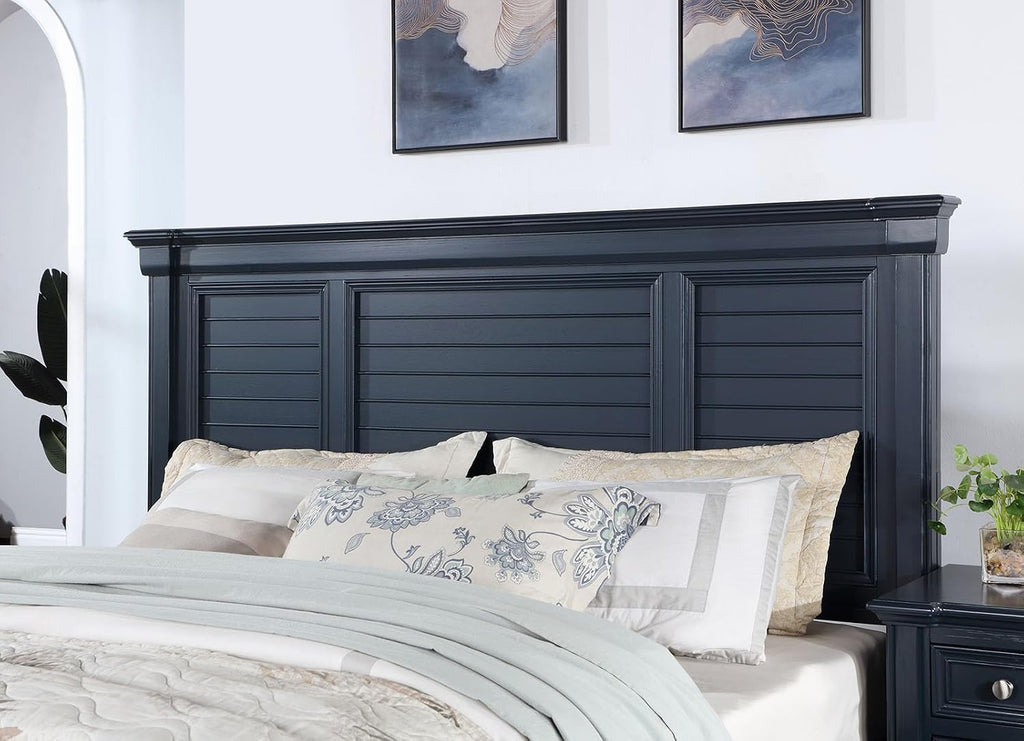 MASARA 4-Piece Queen Bedroom Set in Slate Blue, Panel Storage Bed