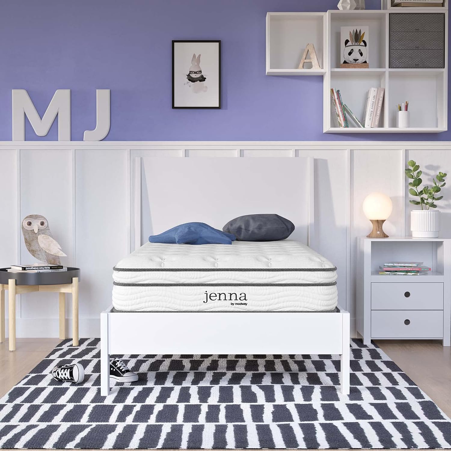 Modway Jenna 8' Innerspring and Memory Foam Twin Mattress With Individually Encased Coils, White