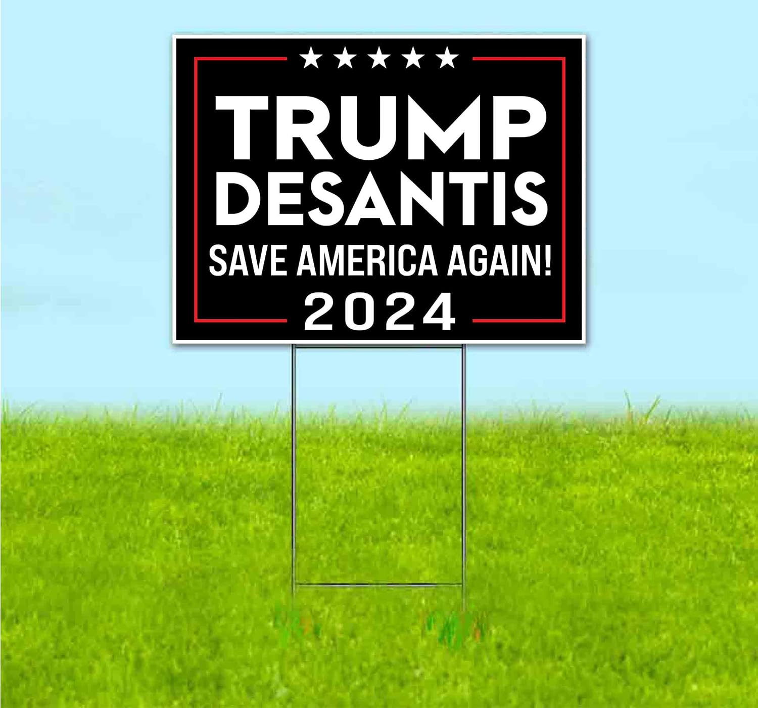 Trump Desantis Save America 2024 (18' x 24') Yard Sign, Quantity Discounts, Multi-Packs, Includes Metal Step Stake, Bandit, New, Advertising, USA | Election, Political, Republican, Vote