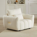 Antetek 35' Modern Accent Single Sofa Chair, Comfy Deep Seat Teddy Living Room Chair, Leisure Boucle Reading Sofa Arm Chair for Bedroom, Office, Apartment, Beige