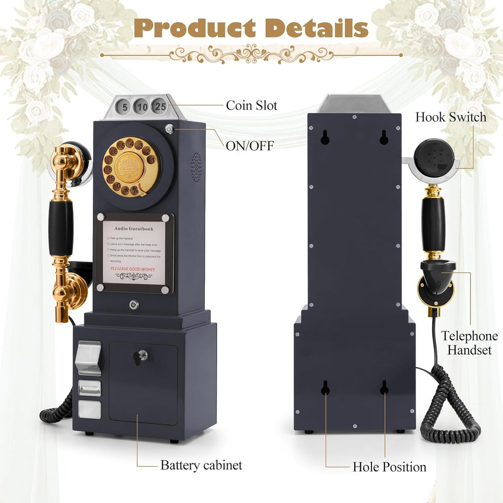 UKBW Audio Guest Book Wedding Phone, Audio Phone guestbook, Audio guestbook,Record Guest Voice Messages, Preserve Your Special Occasions for Party Wedding Birthday Graduation Baby Shower(Black)
