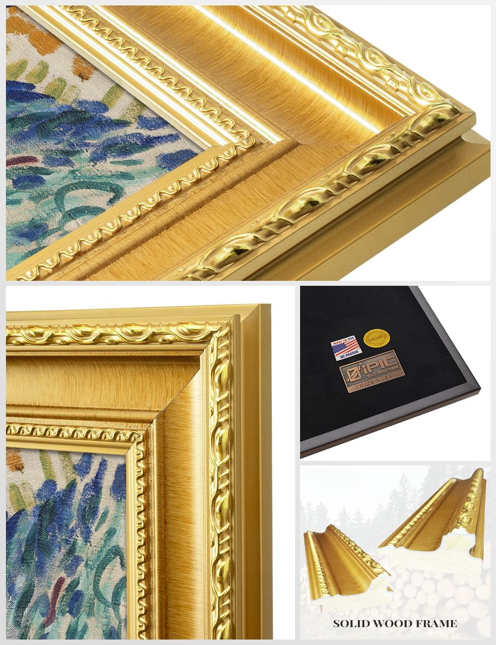 IPIC - In Landscape at Collioure by Henri Matisse, Framed Giclee Print on Canvas, Classic Wall Art with Gold Frame for Living Room or Bedroom, Image: 20x16, Total: 24.8 x 20.8, Made in USA