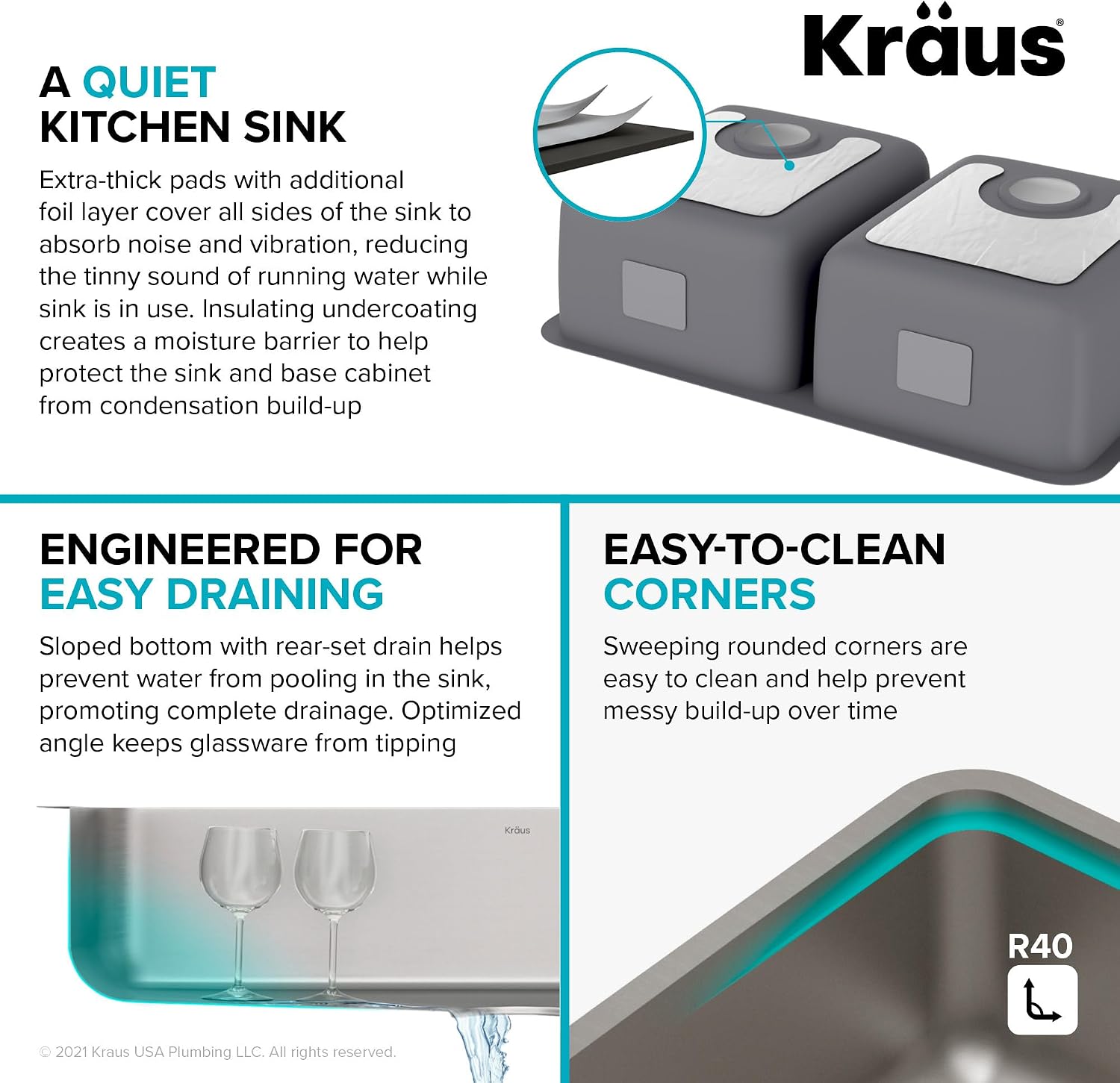 KRAUS Dex 33-inch Undermount 16 Gauge Stainless Steel Double Bowl Kitchen Sink, KA1UD33B
