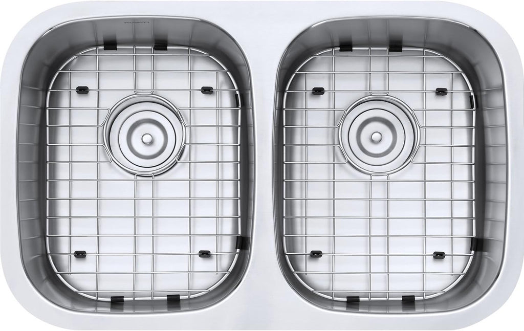 Ruvati 29-inch Undermount Kitchen Sink – 50/50 Double Bowl Kitchen Sink, 16 Gauge T-304 Stainless Steel Sinks, Deep Basin Sinks, Brushed Finish – RVM4301