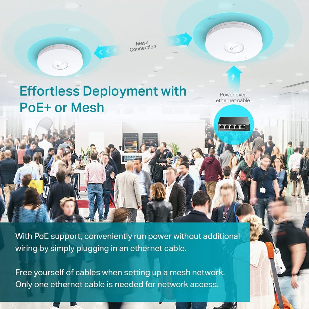 TP-Link EAP620 HD | Omada WiFi 6 AX1800 Wireless Gigabit Access Point for High-Density Deployment | OFDMA, Mesh, Seamless Roaming, MU-MIMO | Support Omada SDN | Cloud Access & Omada App | PoE+ Powered