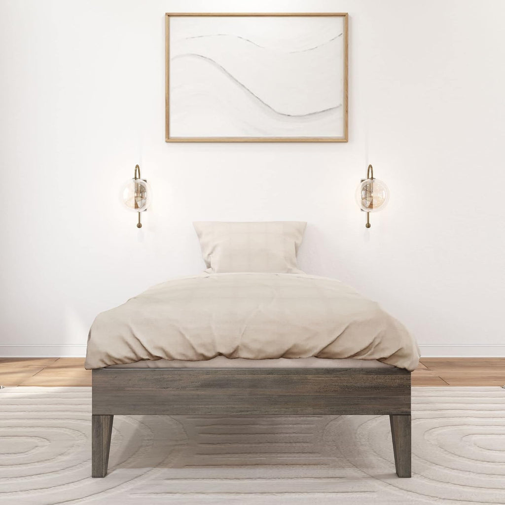 Plank+Beam Solid Wood Platform Bed Frame, Strong Wood Slat Support, No Box Spring Needed, Easy Assembly, Driftwood, Twin
